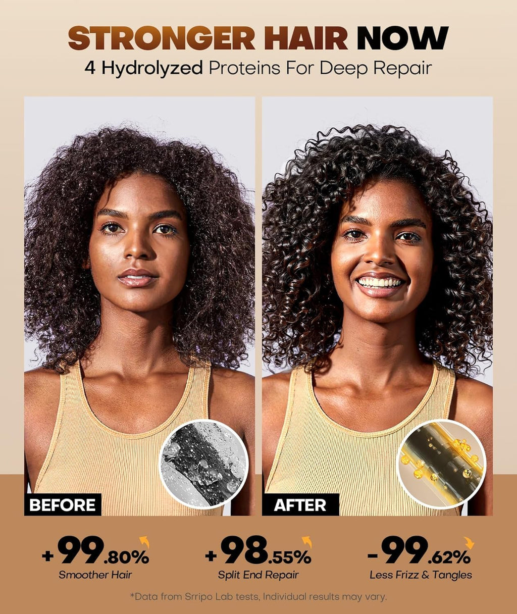 Srripo Collagen Hair Mask — Deep Conditioning & Keratin Treatment (4 Hydrolyzed Proteins) 16.9 oz