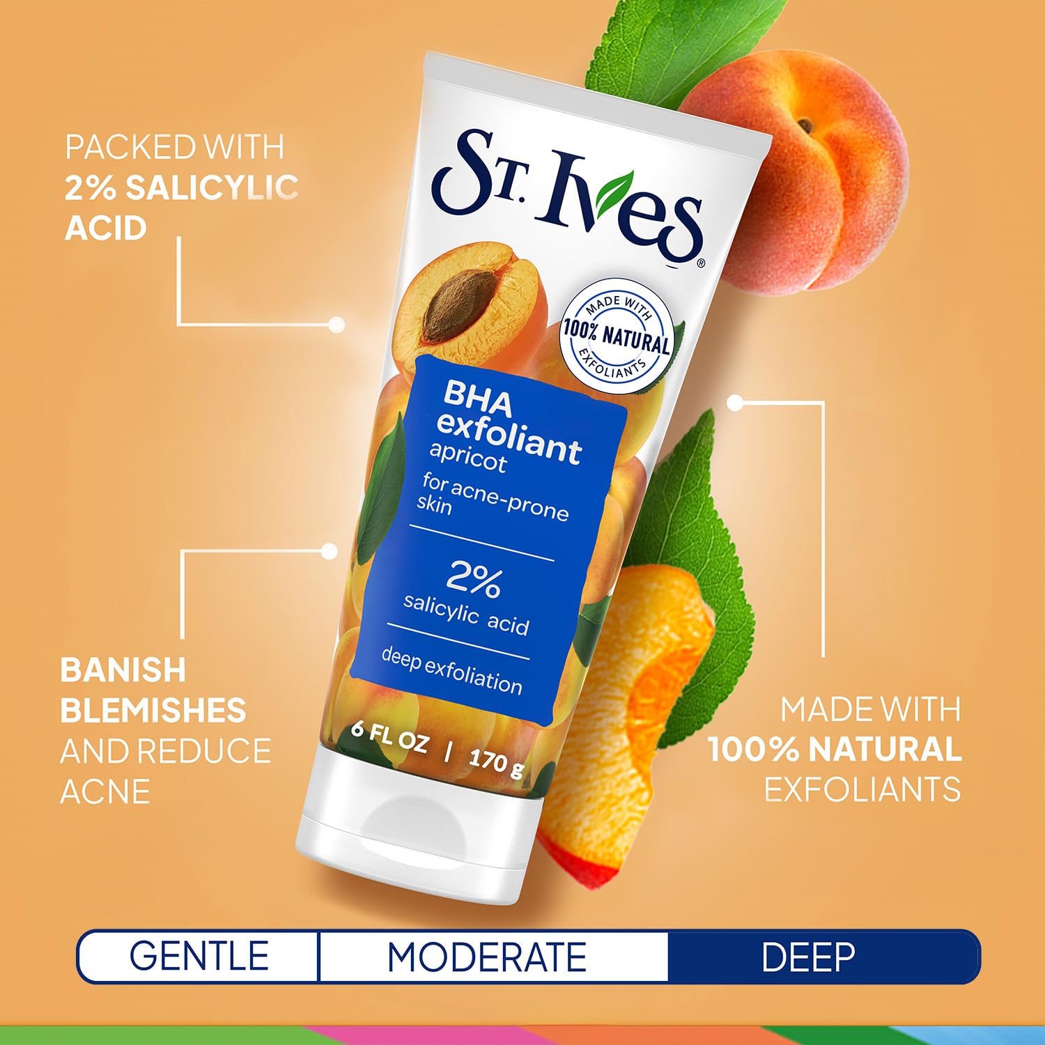 St. Ives Facial Scrub Variety 2-Pack – Apricot & Green Tea Exfoliants, 6 oz Each