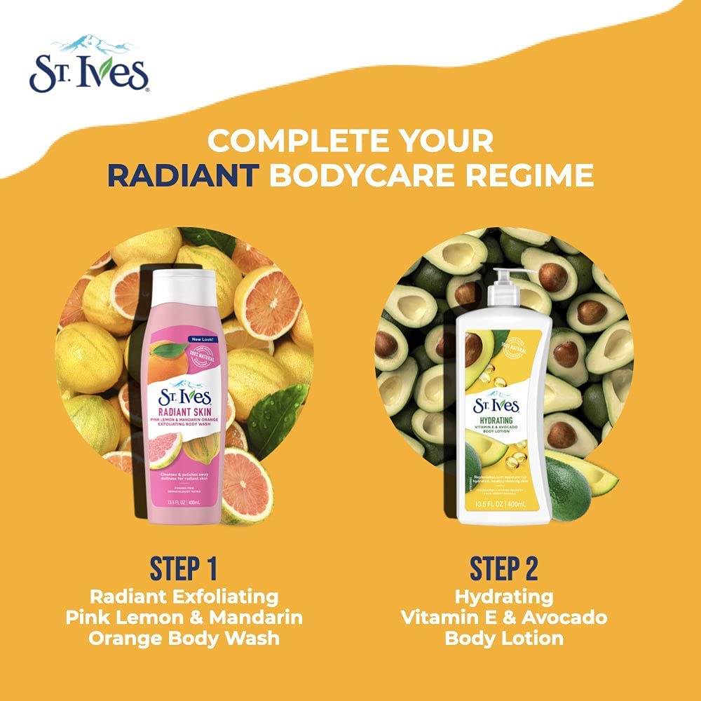 St. Ives Daily Hydrating Body Lotion 21oz (621ml) - 2 Pack, Fast Absorbing & Non-Greasy