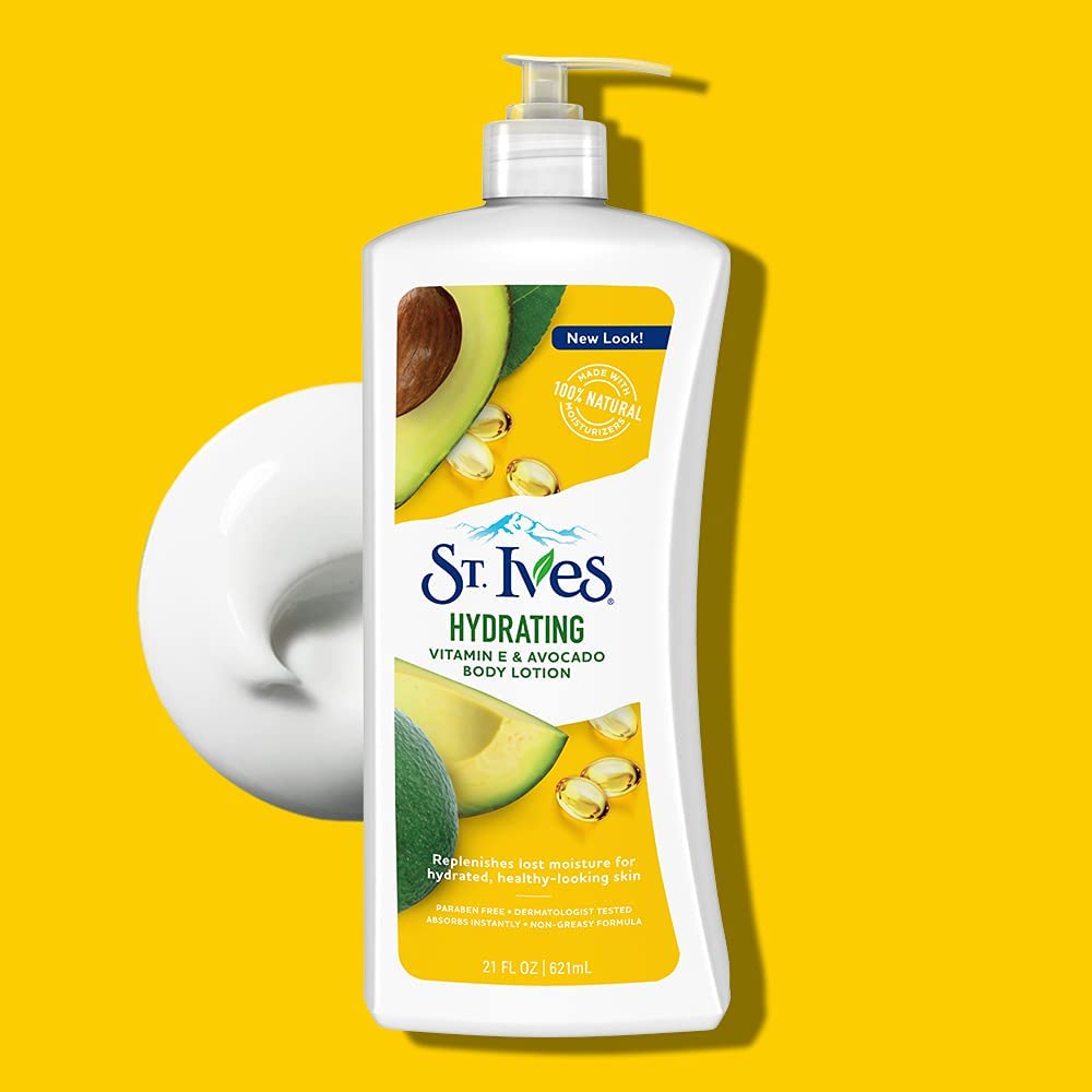 St. Ives Daily Hydrating Body Lotion 21oz (621ml) - 2 Pack, Fast Absorbing & Non-Greasy