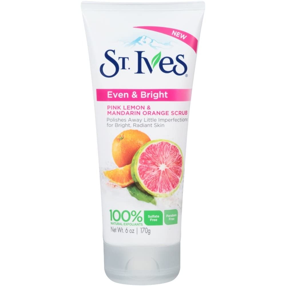 St. Ives Even & Bright Face Scrub – Pink Lemon & Mandarin Orange, 6 oz (Pack of 12)