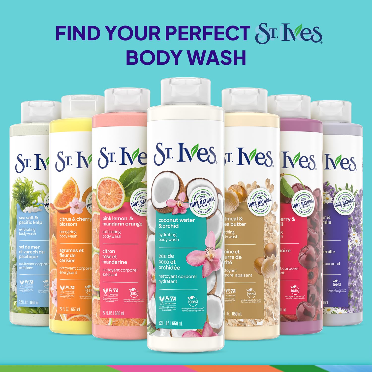 St. Ives Coconut Water & Orchid Hydrating Shower Gel 2-Pack – 22 oz Each | 100% Natural Extracts