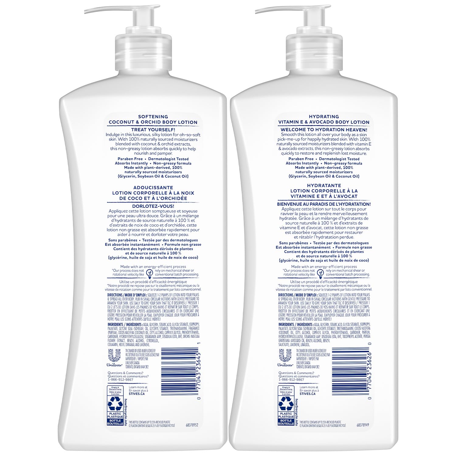 St. Ives Body Lotion Variety 2-Pack – Hydrating Vitamin E & Avocado + Coconut & Orchid, 24H Moisture (20 oz each)