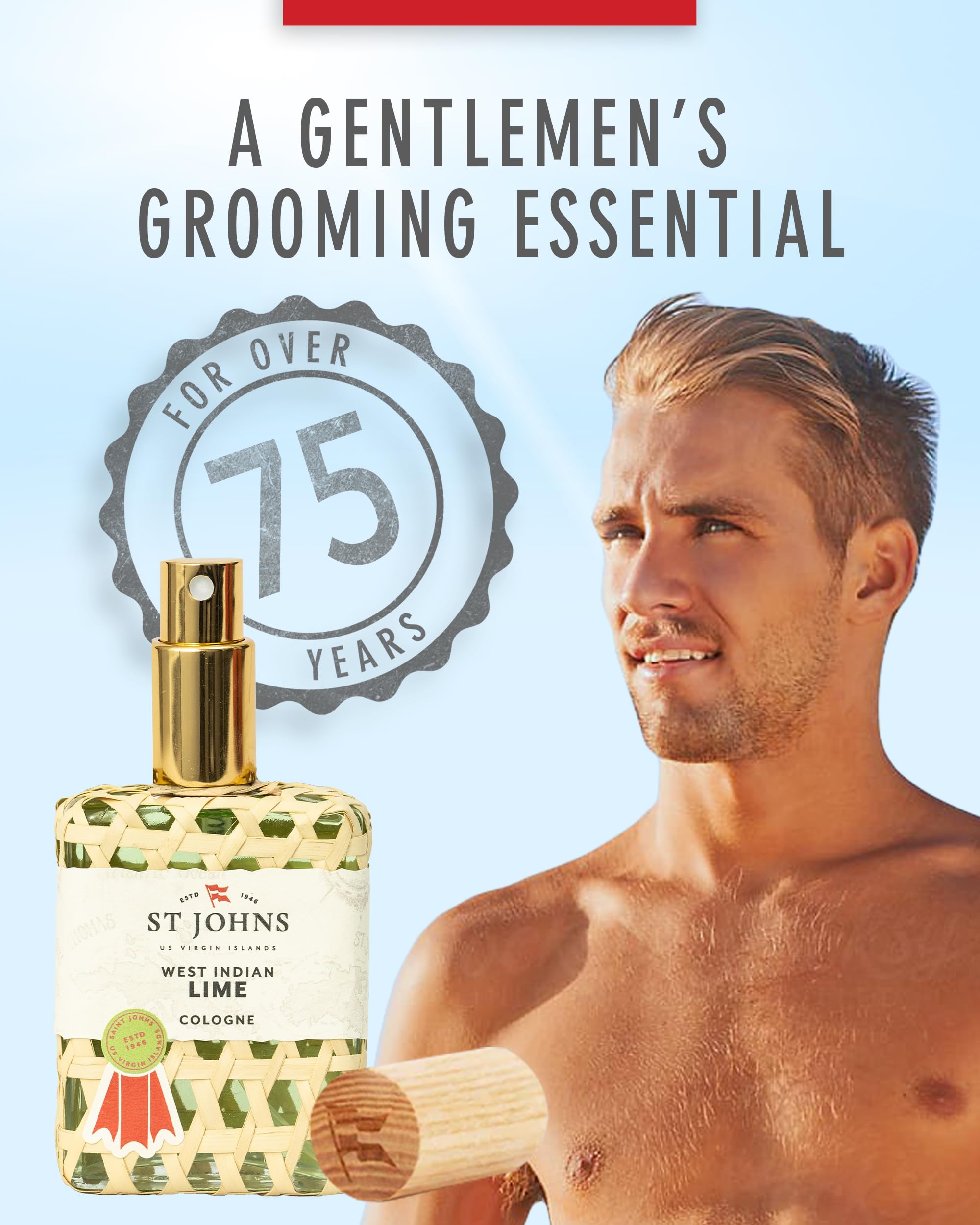 St. John West Indian Lime Cologne for Men – 4 oz Spray in Signature Fishnet Bottle