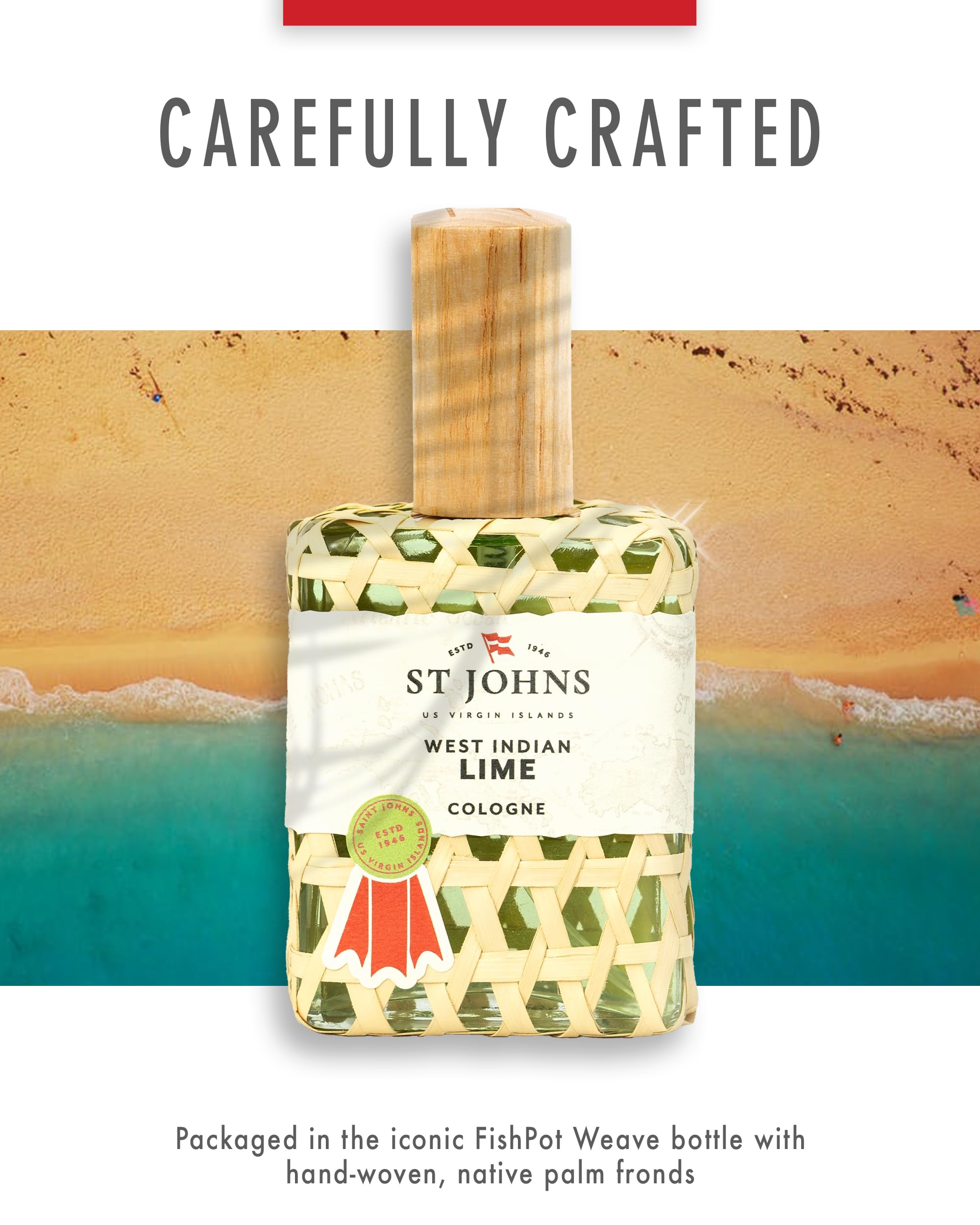 St. John West Indian Lime Cologne for Men – 4 oz Spray in Signature Fishnet Bottle