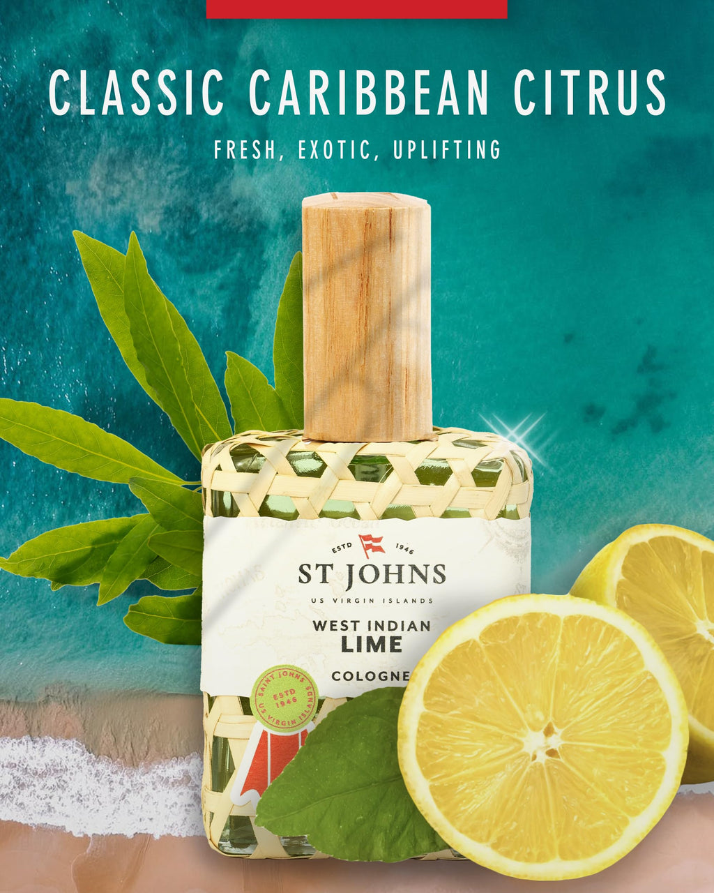 St. John West Indian Lime Cologne for Men – 4 oz Spray in Signature Fishnet Bottle