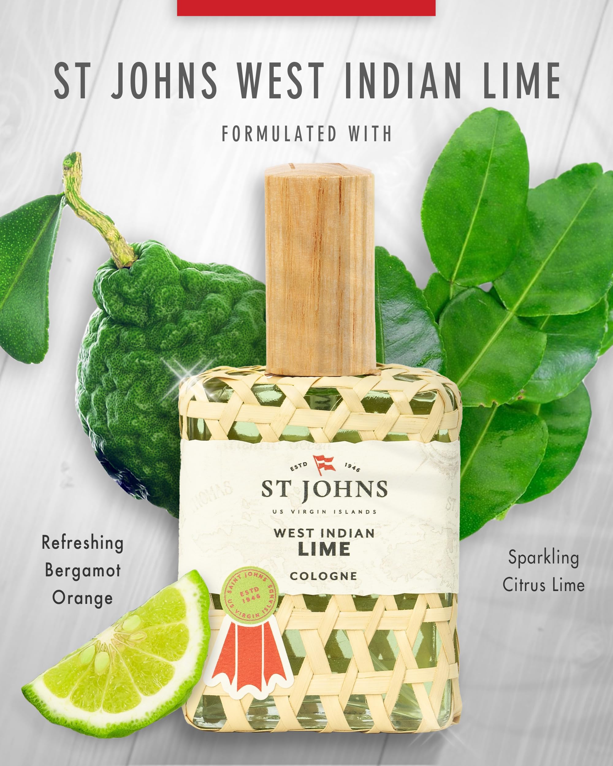 St. John West Indian Lime Cologne for Men – 4 oz Spray in Signature Fishnet Bottle