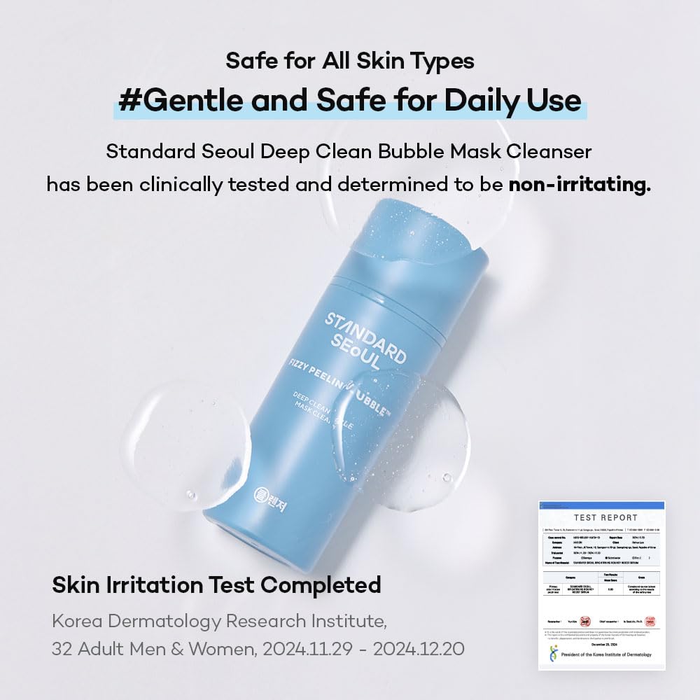 Standard Seoul Deep Clean Bubble Cleanser – Gel-to-Foam Exfoliating Face Wash with AHA PHA LHA & Tea Tree, 50ml