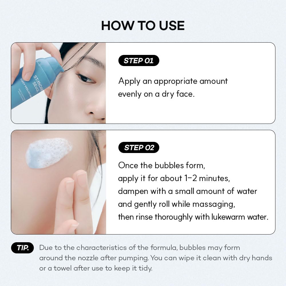 Standard Seoul Deep Clean Bubble Cleanser – Gel-to-Foam Exfoliating Face Wash with AHA PHA LHA & Tea Tree, 50ml