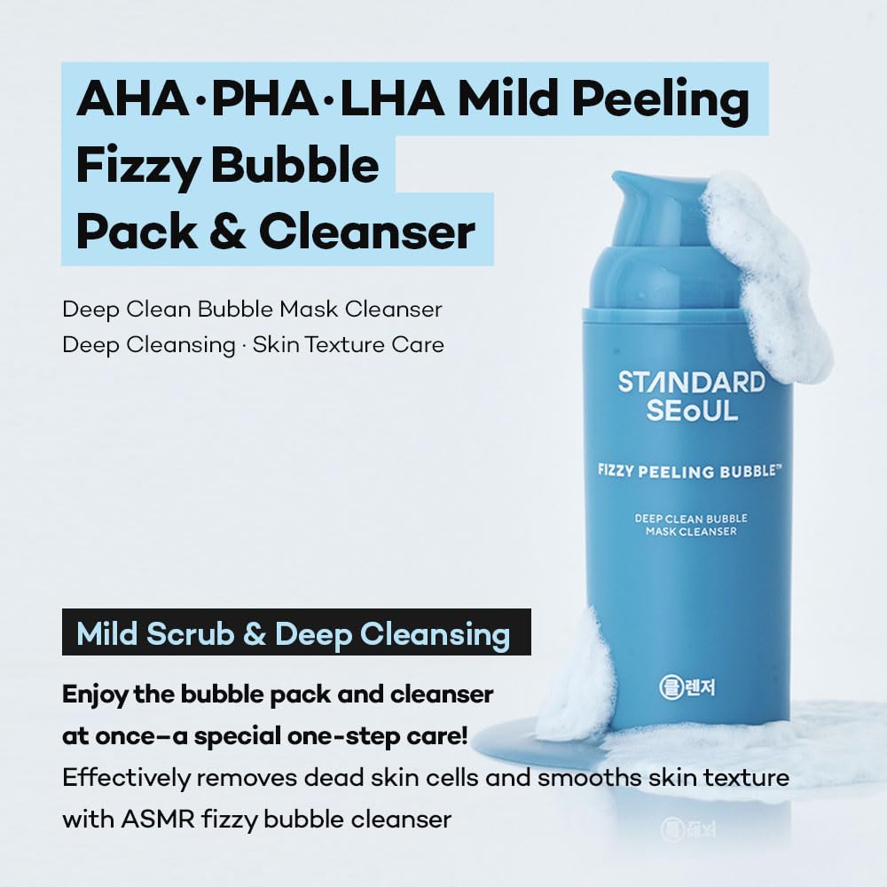 Standard Seoul Deep Clean Bubble Cleanser – Gel-to-Foam Exfoliating Face Wash with AHA PHA LHA & Tea Tree, 50ml