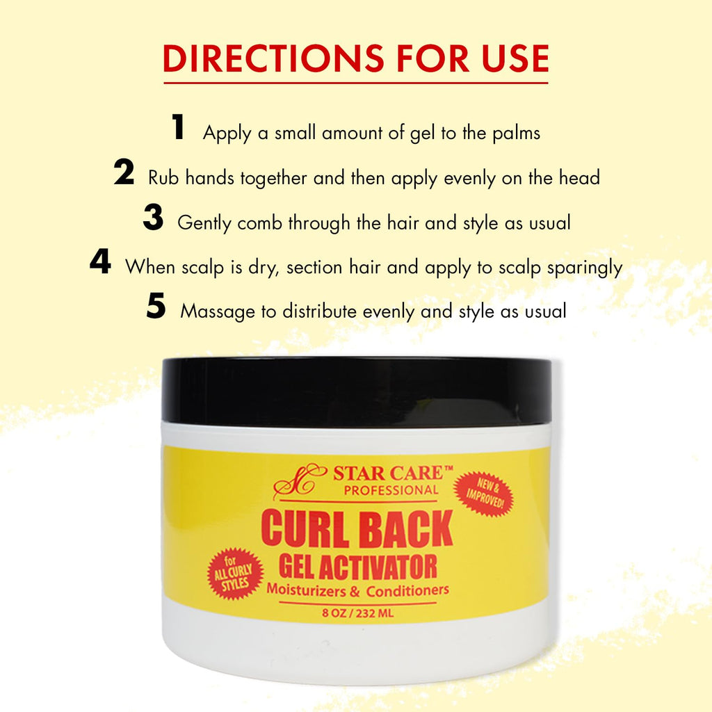 STAR CARE Curl Back Gel Activator 8oz – Hydrating Curl Enhancer with Glycerin