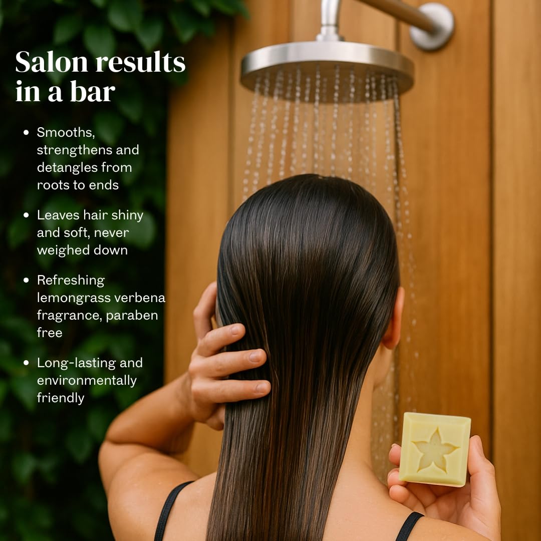 StarBars Conditioner Bar – Lemongrass Verbena with Ginger & Green Tea for Strength & Shine – Silicone-Free, 2oz