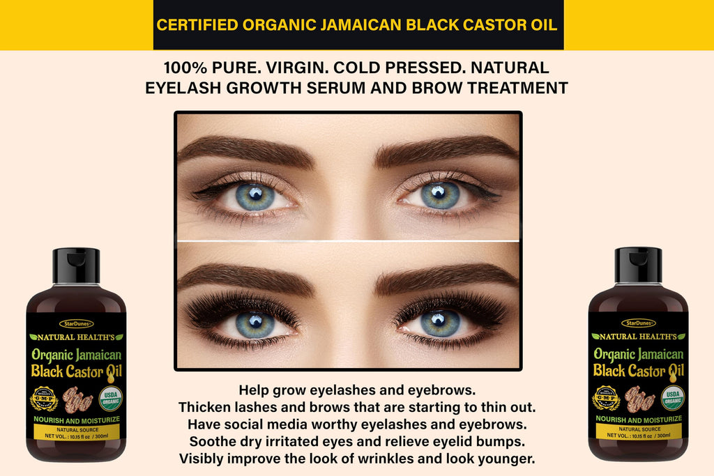 StarDunes Jamaican Black Castor Oil – 10.15 fl oz, 100% Pure for Hair, Eyebrow & Lash Growth