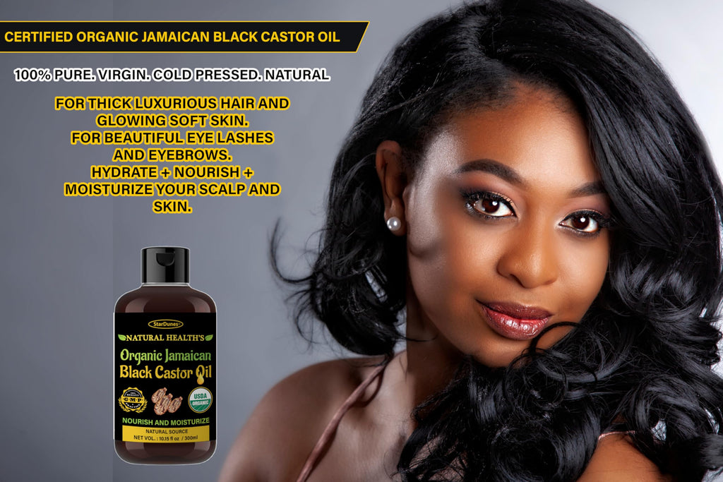 StarDunes Jamaican Black Castor Oil – 10.15 fl oz, 100% Pure for Hair, Eyebrow & Lash Growth