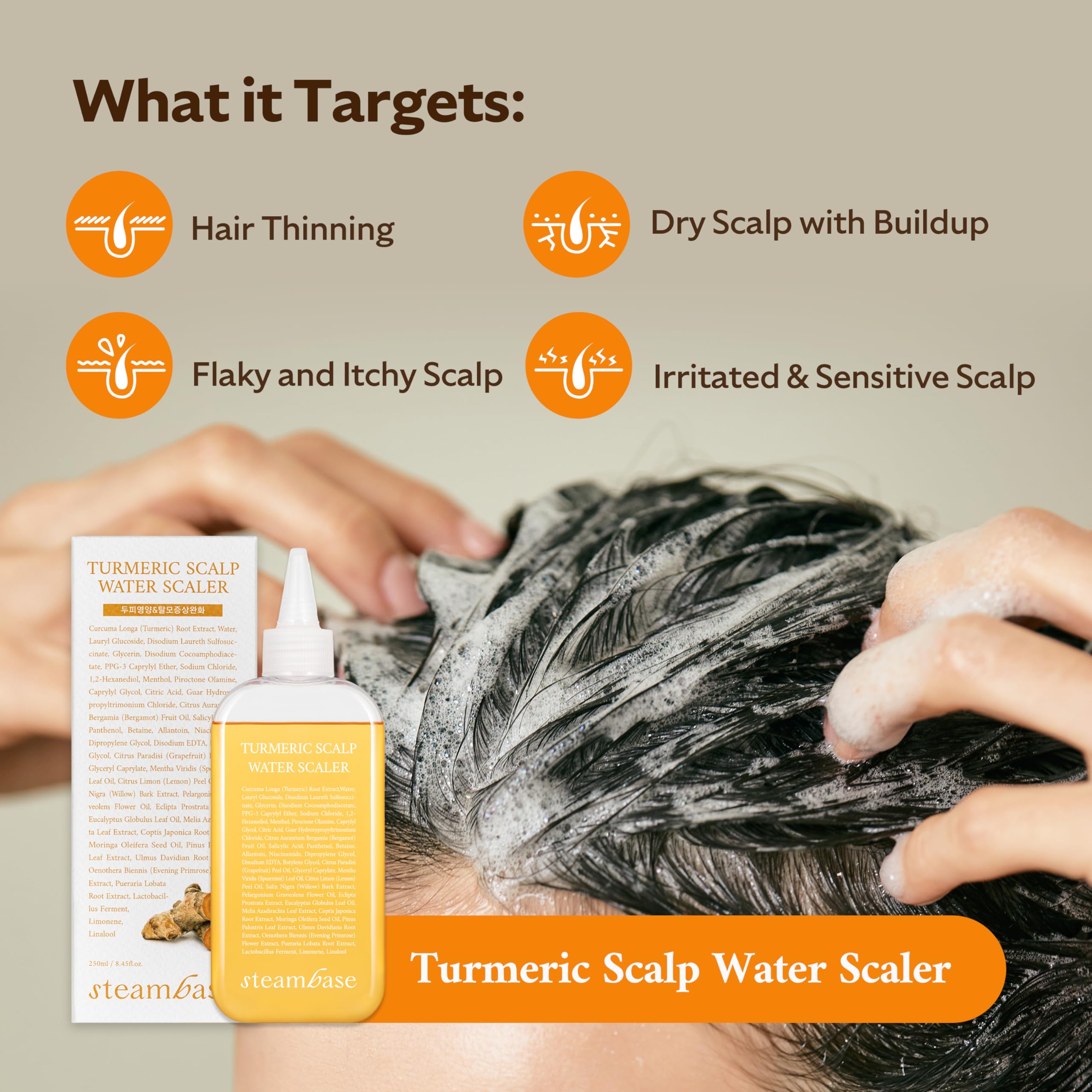 STEAMBASE Turmeric Scalp Water Scaler | Exfoliate & Balance Scalp