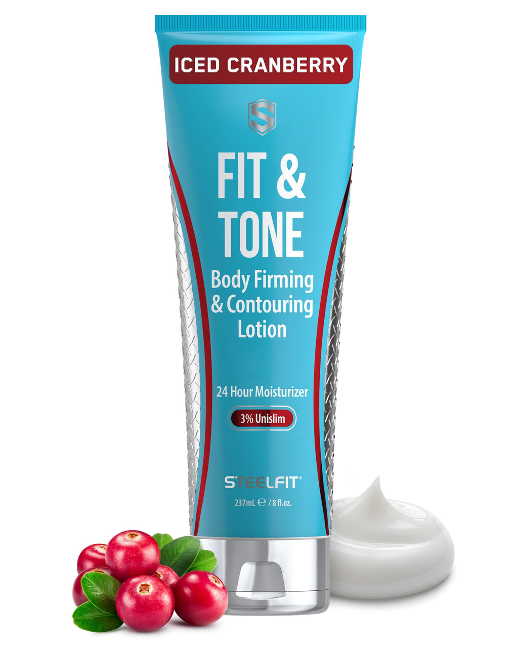 SteelFit Firming Body Lotion – Contour, Tone & Tighten Skin (Iced Cranberry)
