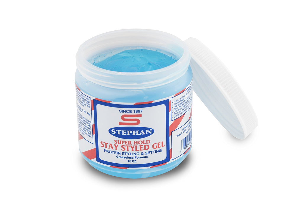 Stephan® Super Hold Stay Styled Gel 16 oz | Professional Barber-Grade Hair Gel