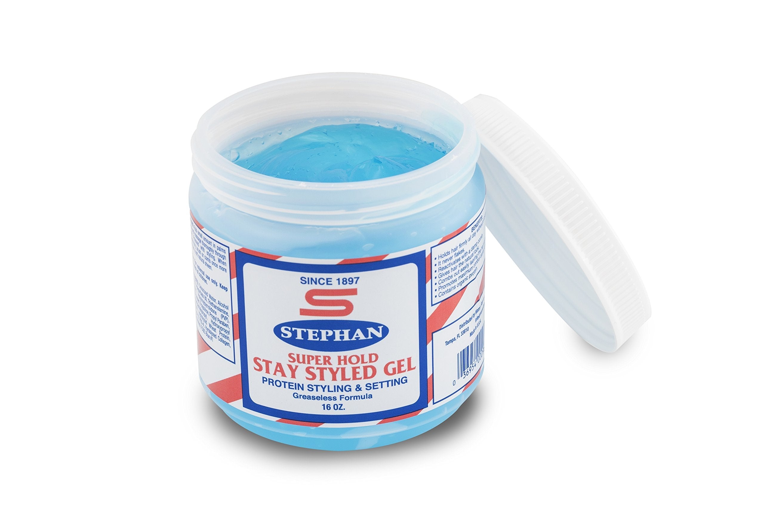 Stephan® Super Hold Stay Styled Gel 16 oz | Professional Barber-Grade Hair Gel