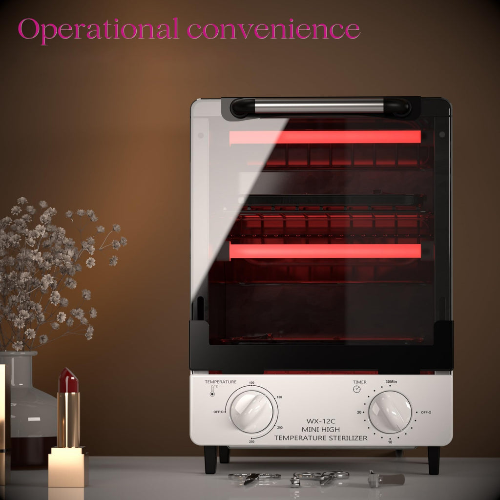 Sterilizer for Nail Tools - 12L High-Temperature Cleaning Box, 4 Temp Settings, 2 Trays, Tweezer Sterilizer, 110V