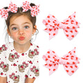 STGDAK Valentine Heart Hair Bow Clips – 4-Inch Pink & Red Print, 2-Pack