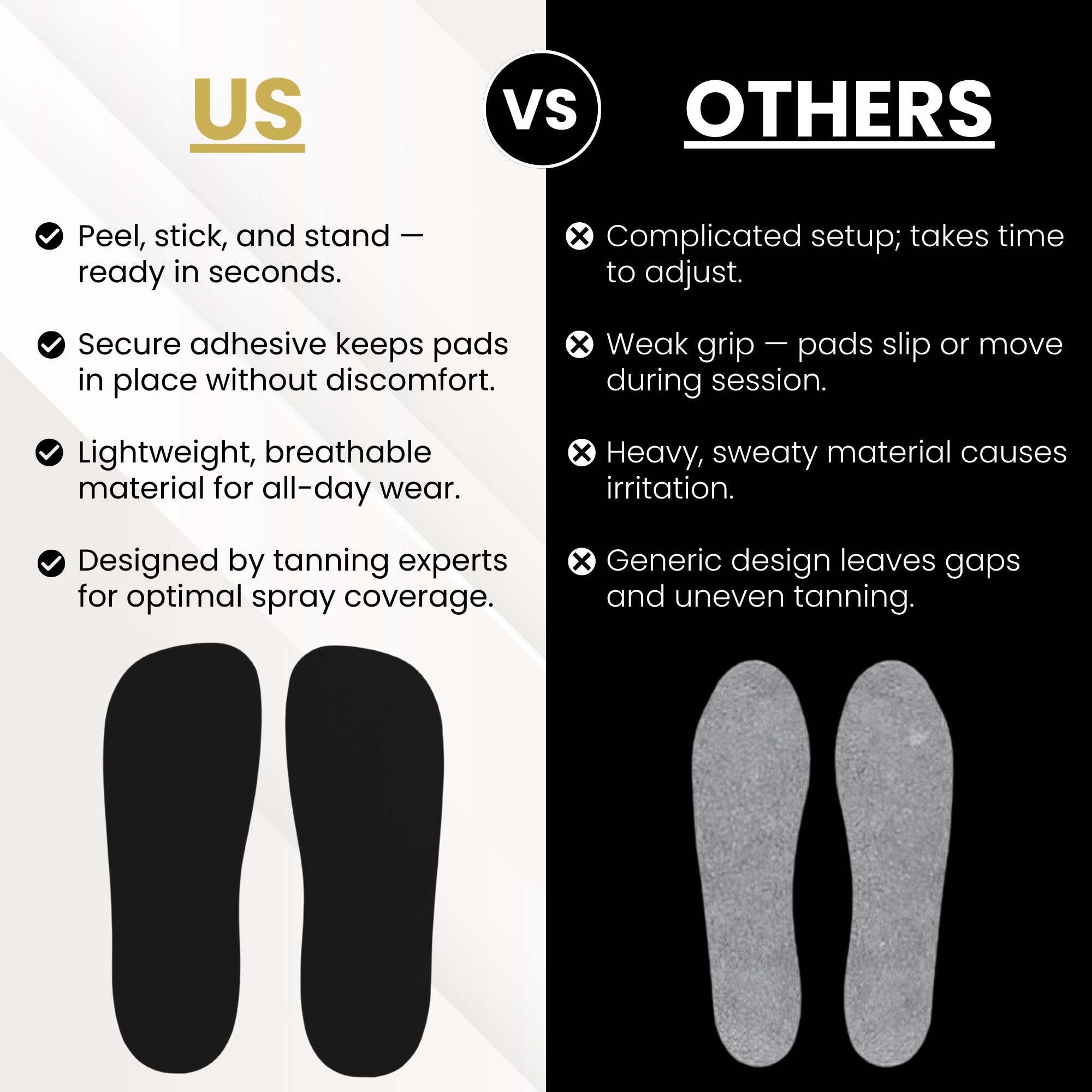 STICKONFEET 30 Pairs Premium Foam Feet Pads for Spray Tanning – Hygienic Disposable Foot Protectors