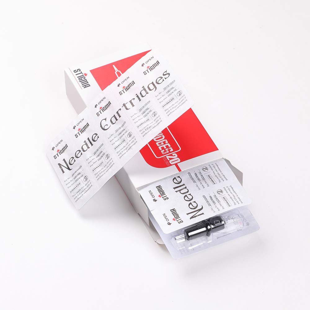 STIGMA EN05-20-1021RM Bugpin Disposable Tattoo Needle Cartridges – Membrane Safety, Curved/Round Magnum Shader (20 Pcs)