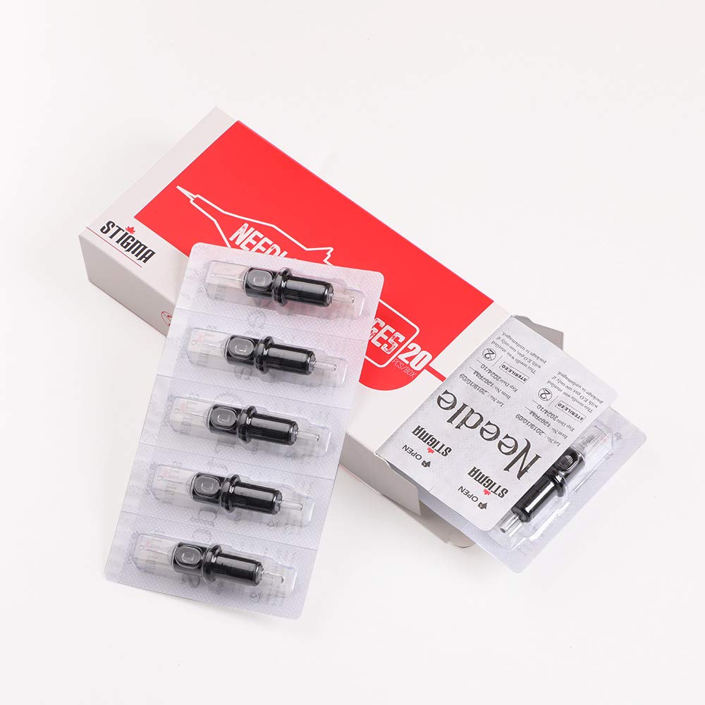 STIGMA EN05-20-1021RM Bugpin Disposable Tattoo Needle Cartridges – Membrane Safety, Curved/Round Magnum Shader (20 Pcs)