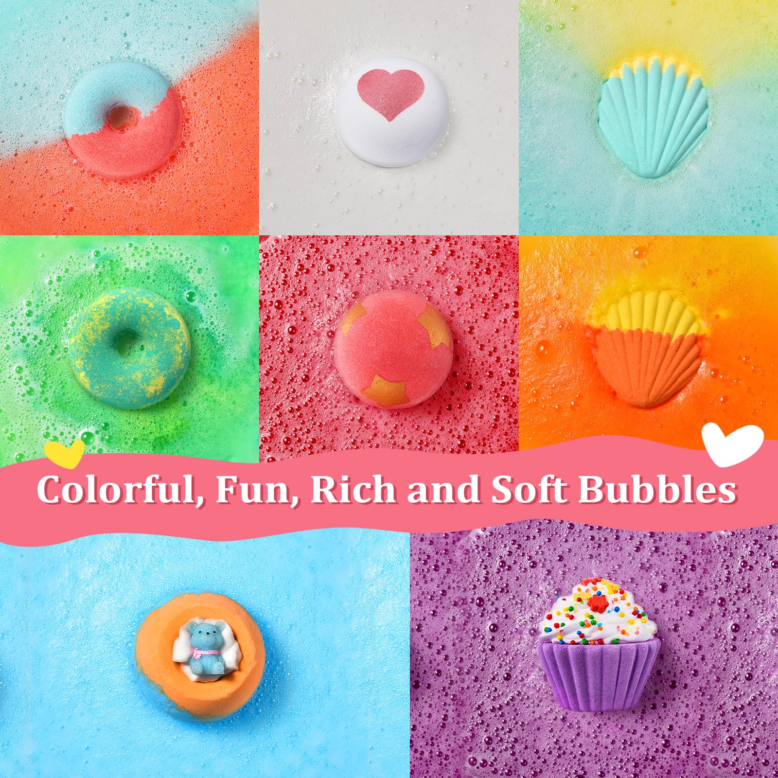 STNTUS INNOVATIONS Bath Bombs – 7-Piece Natural Gift Set with Shea & Cocoa Butter