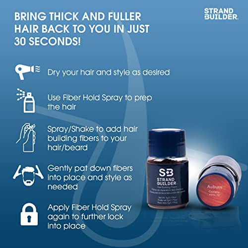 Strand Builder Hair Fibers - Natural Keratin Thickener for Thinning Hair (Dark Blonde) - 15g