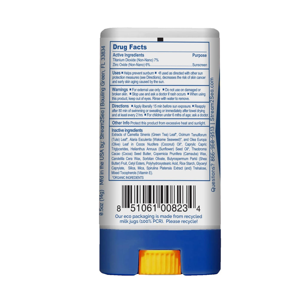 STREAM 2 SEA EcoStick WildBlue SPF 35 Mineral Sunscreen Stick - Reef Safe & Biodegradable
