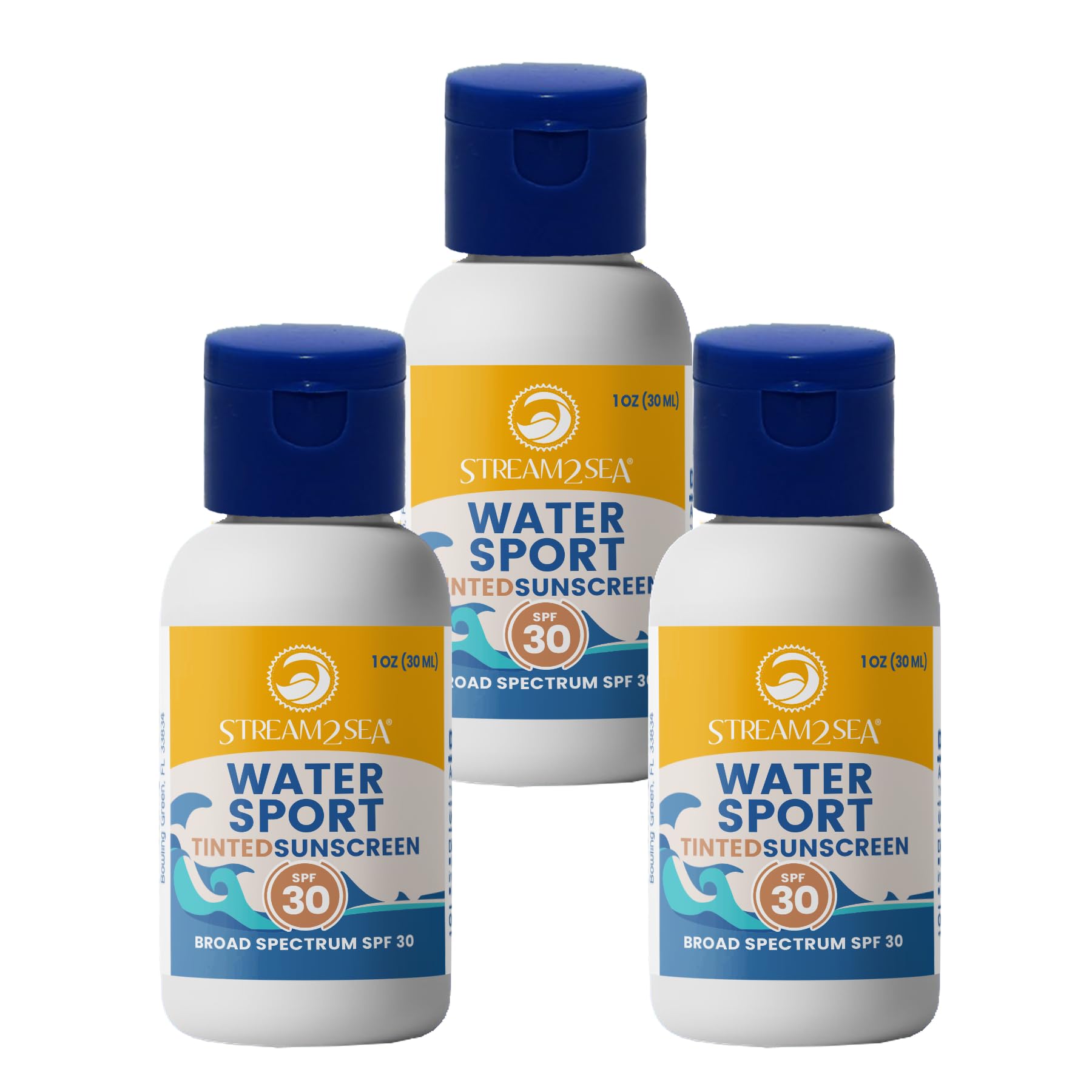 STREAM 2 SEA SPF 30 Tinted Mineral Sunscreen – Biodegradable, Reef Safe, 3-Pack Travel Size