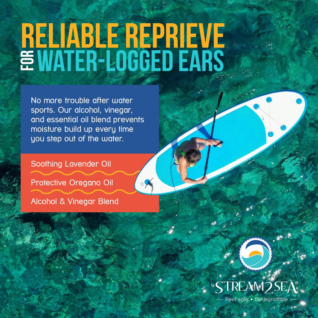 Stream2Sea Water Sport Ear Rinse – Biodegradable Ear Drops for Swimmers | 2 Pack, 1 fl oz