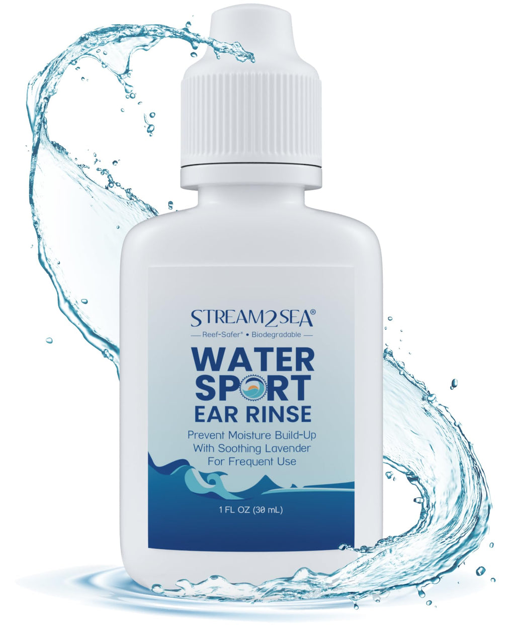 Stream2Sea Water Sport Ear Rinse – Biodegradable Ear Drops for Swimmers | 2 Pack, 1 fl oz