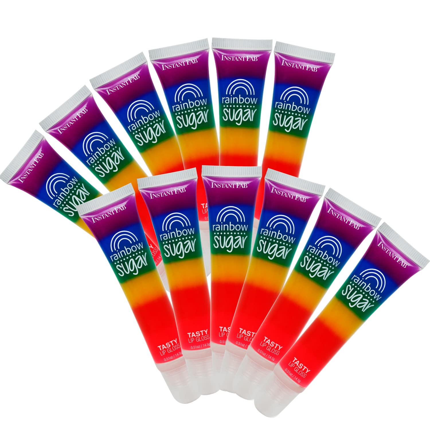 STUDIO LIMITED Rainbow Lip Gloss 12-Piece – Ultra Hydrating, Long-Lasting Shine 14ml