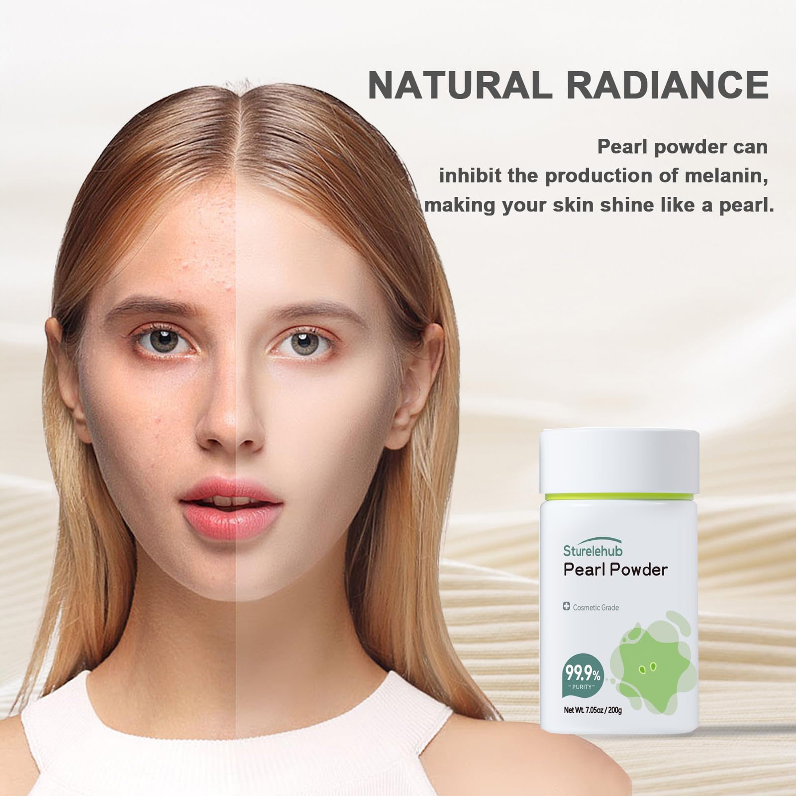 Sturelehub Pearl Powder Organic – 99.9% Purity for DIY Skincare (7.05 oz / 200 g)
