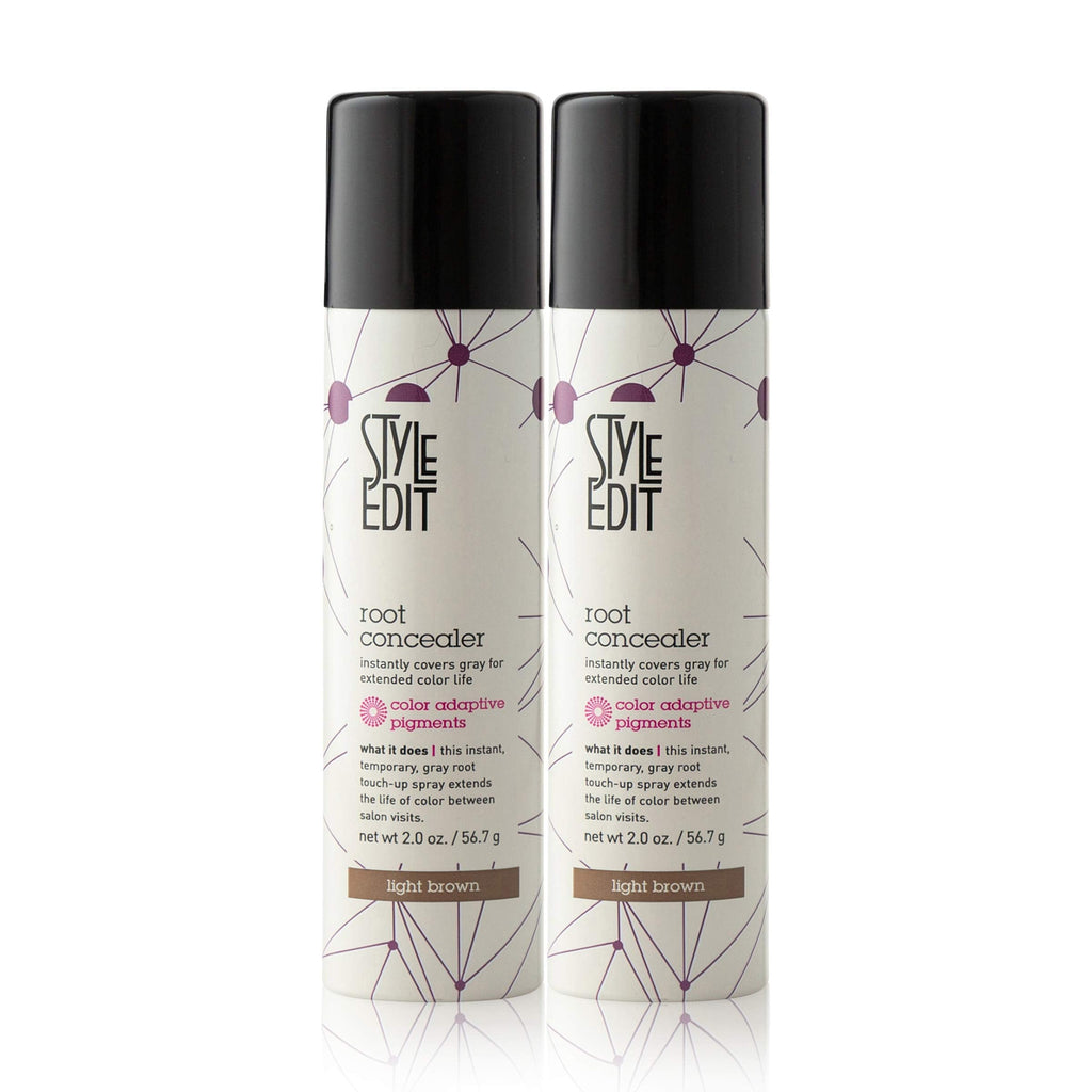 Style Edit Root Concealer Touch Up Spray – Instant Gray Root Coverage in Light Brown | 2 x 2 oz | Salon-Quality