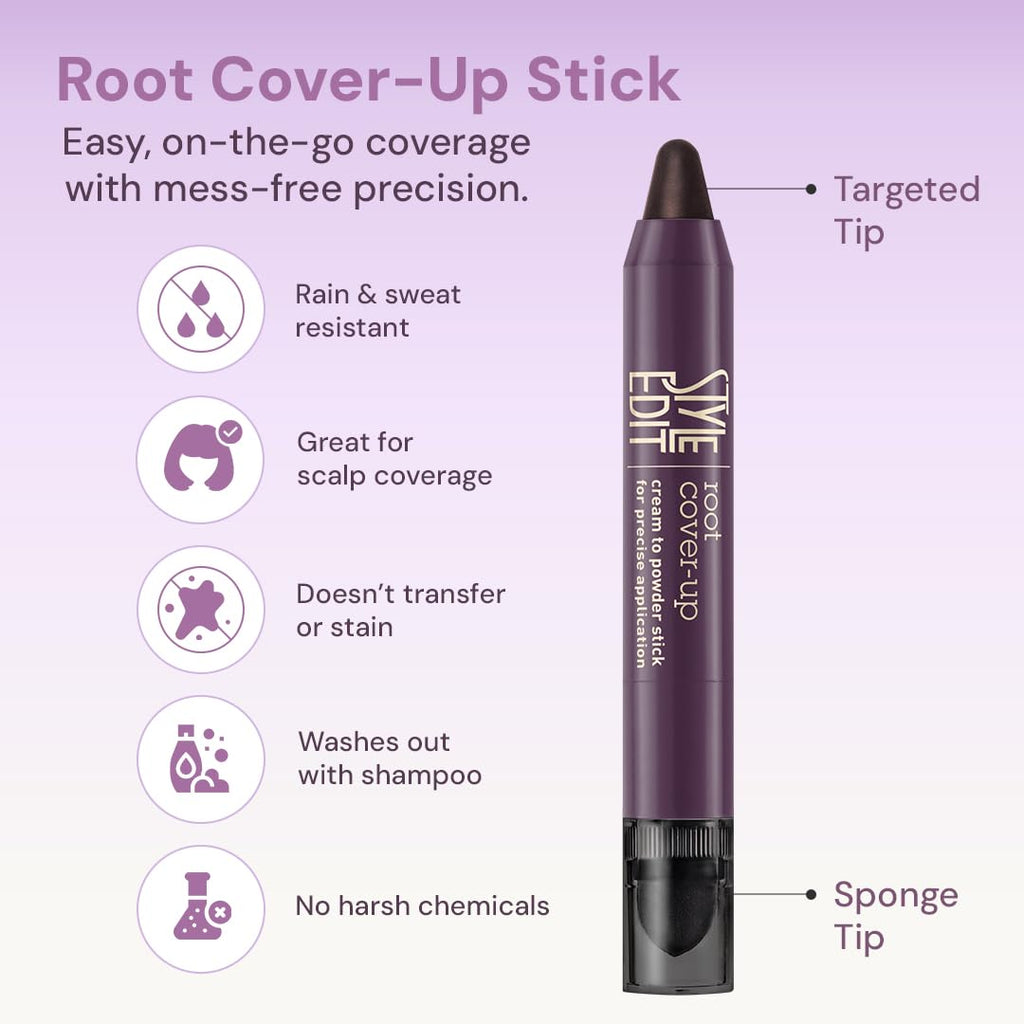 Style Edit Root Touch Up Stick | Temporary Gray Root Concealer, Medium Brown