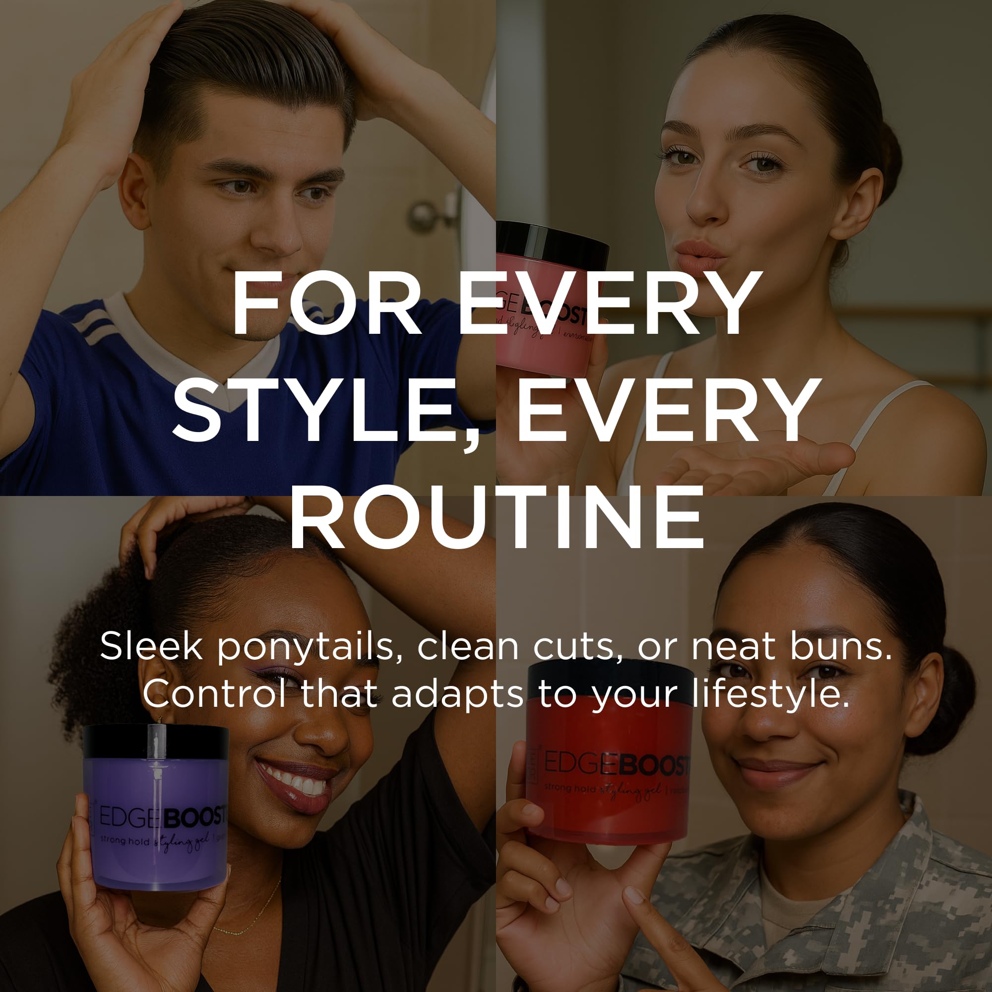 Style Factor EDGE BOOSTER Strong Hold Styling Gel – Alcohol-Free, Camellia Seed Oil, Frizz Control for Curly, Wavy & Straight Hair | 16.9oz