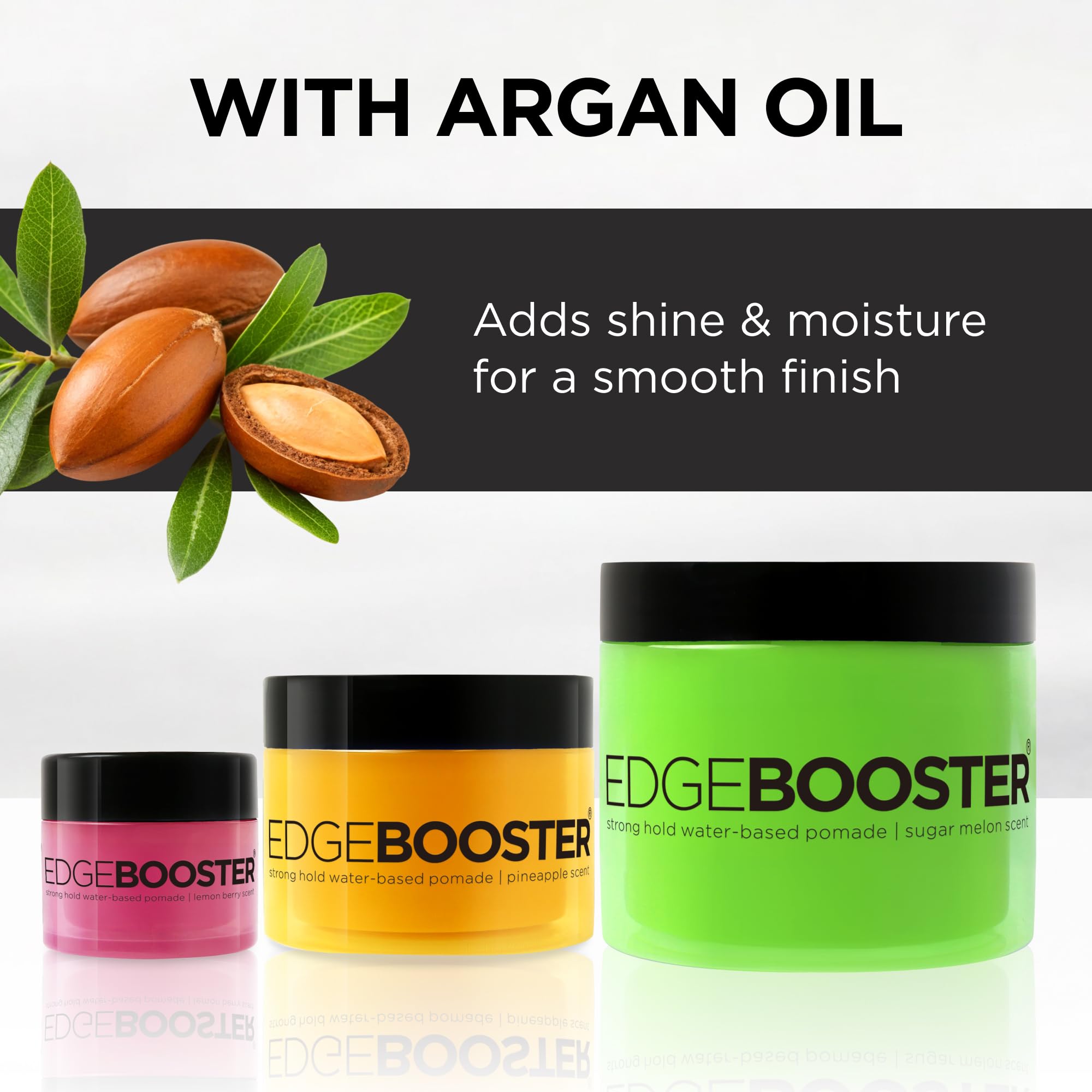 Style Factor Edge Booster: Water-Based Pomade with Argan Oil – Strong Hold, High Shine, Lemon Candy 3.38 oz