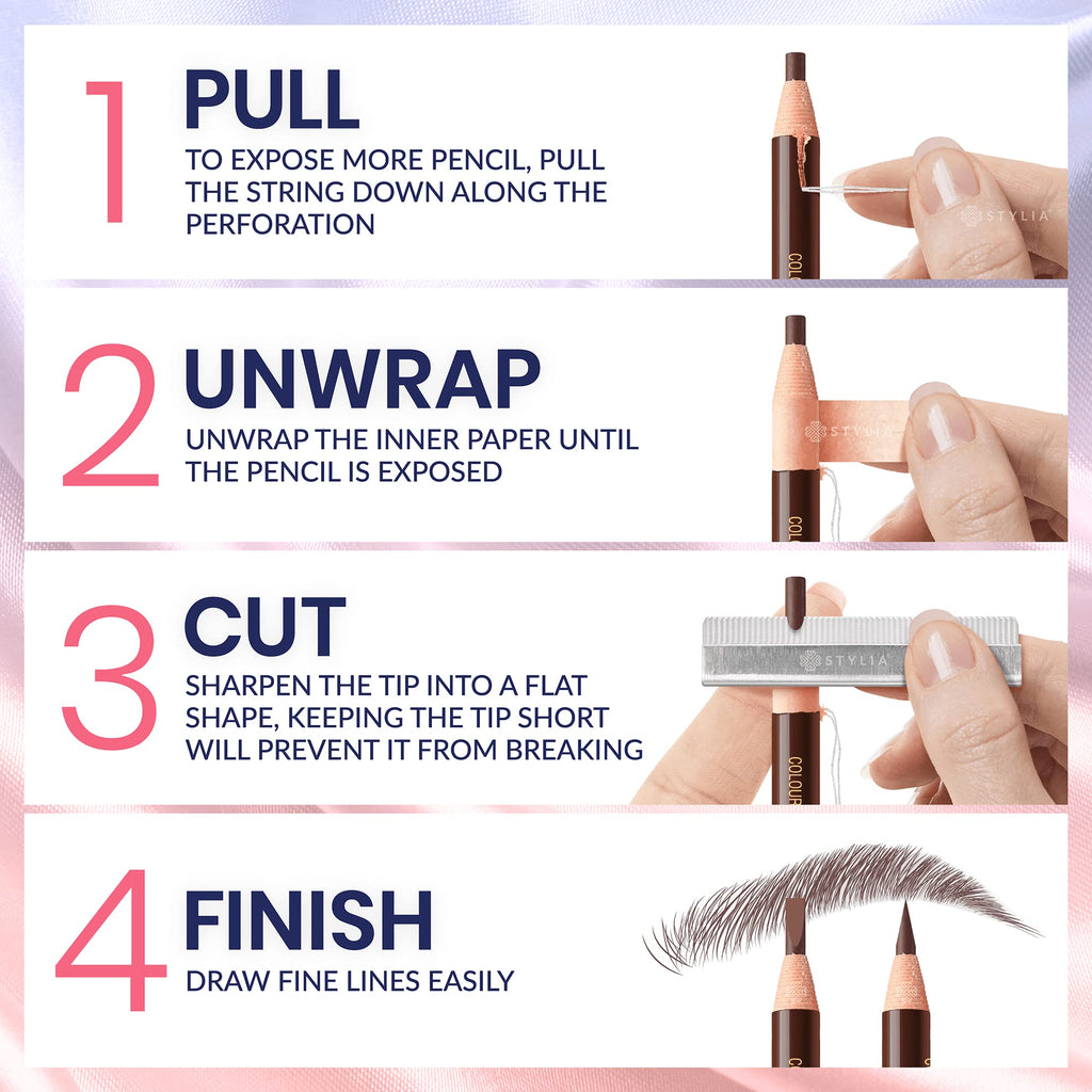 Stylia Waterproof Eyebrow Pencils for Women – Long-Lasting Microblading Brow Pencil Set (12PC Black)