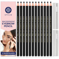 Stylia Waterproof Eyebrow Pencils for Women – Long-Lasting Microblading Brow Pencil Set (12PC Black)