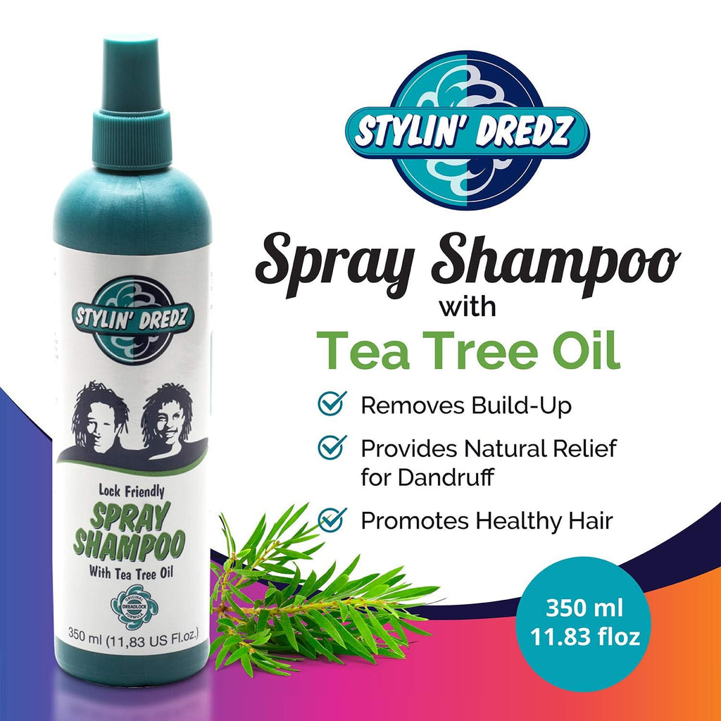 Stylin Dredz Spray Shampoo – Residue-Free Dreadlock Cleanse with Tea Tree Oil (2 x 350 ml)