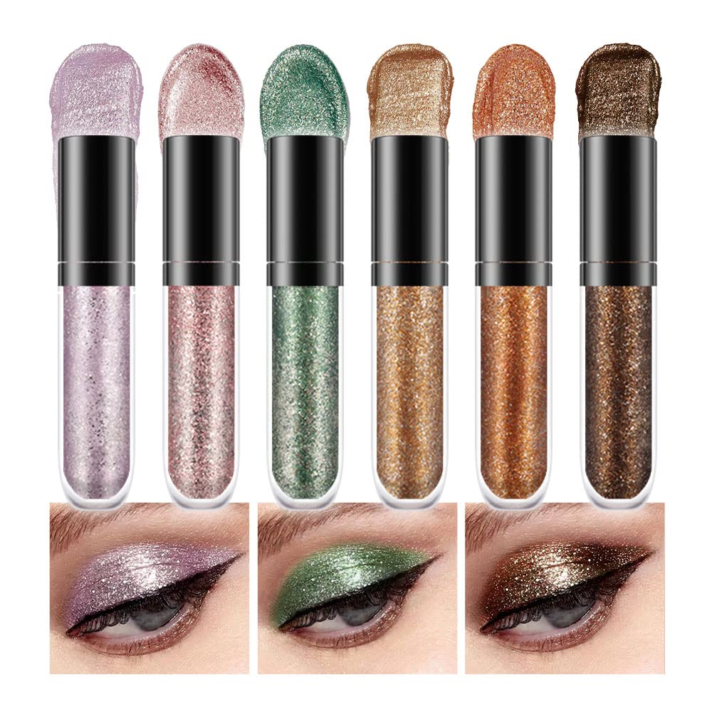 SUAKE 6-Color Waterproof Liquid Glitter Eyeshadow & Eyeliner Kit – Long-Wearing Eye Makeup Set