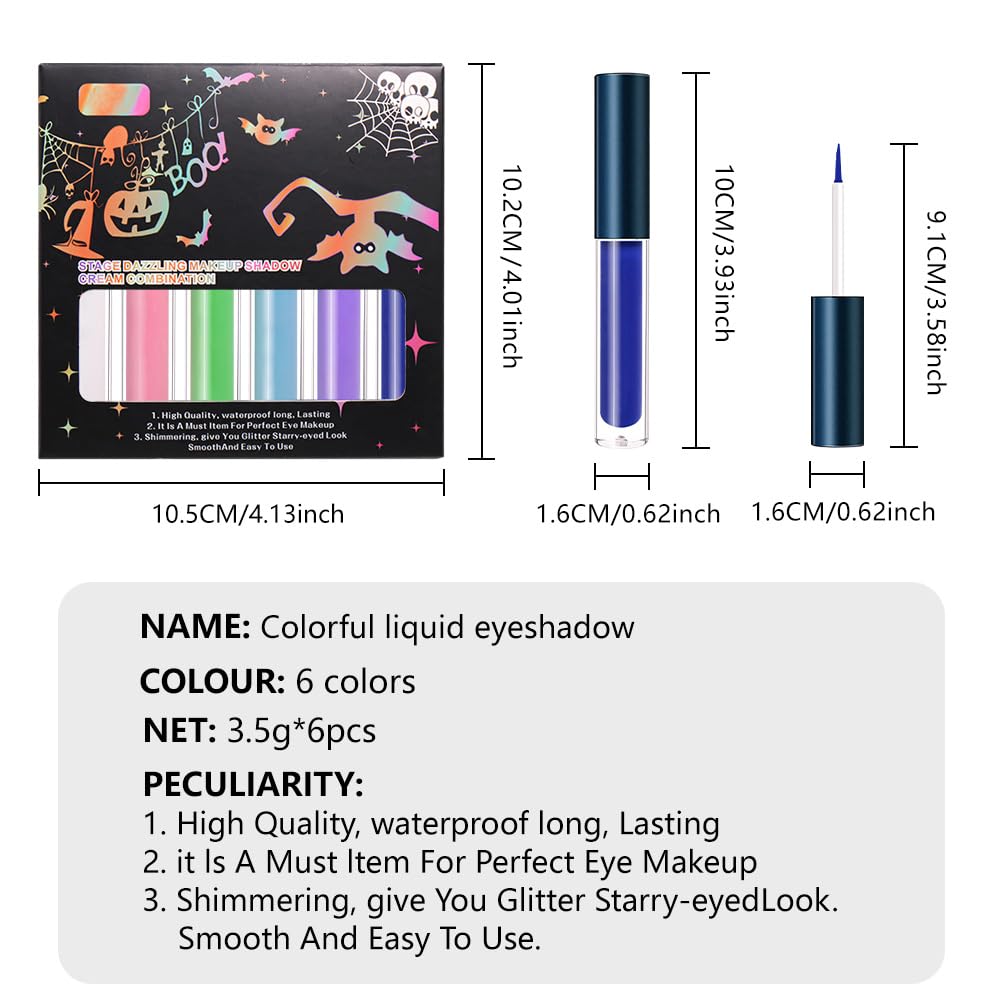 SUAKE 6Pcs Matte Colorful Liquid Eyeshadow Set – White, Pink, Green, Blue, Purple, Dark Blue | Waterproof & Long-Lasting