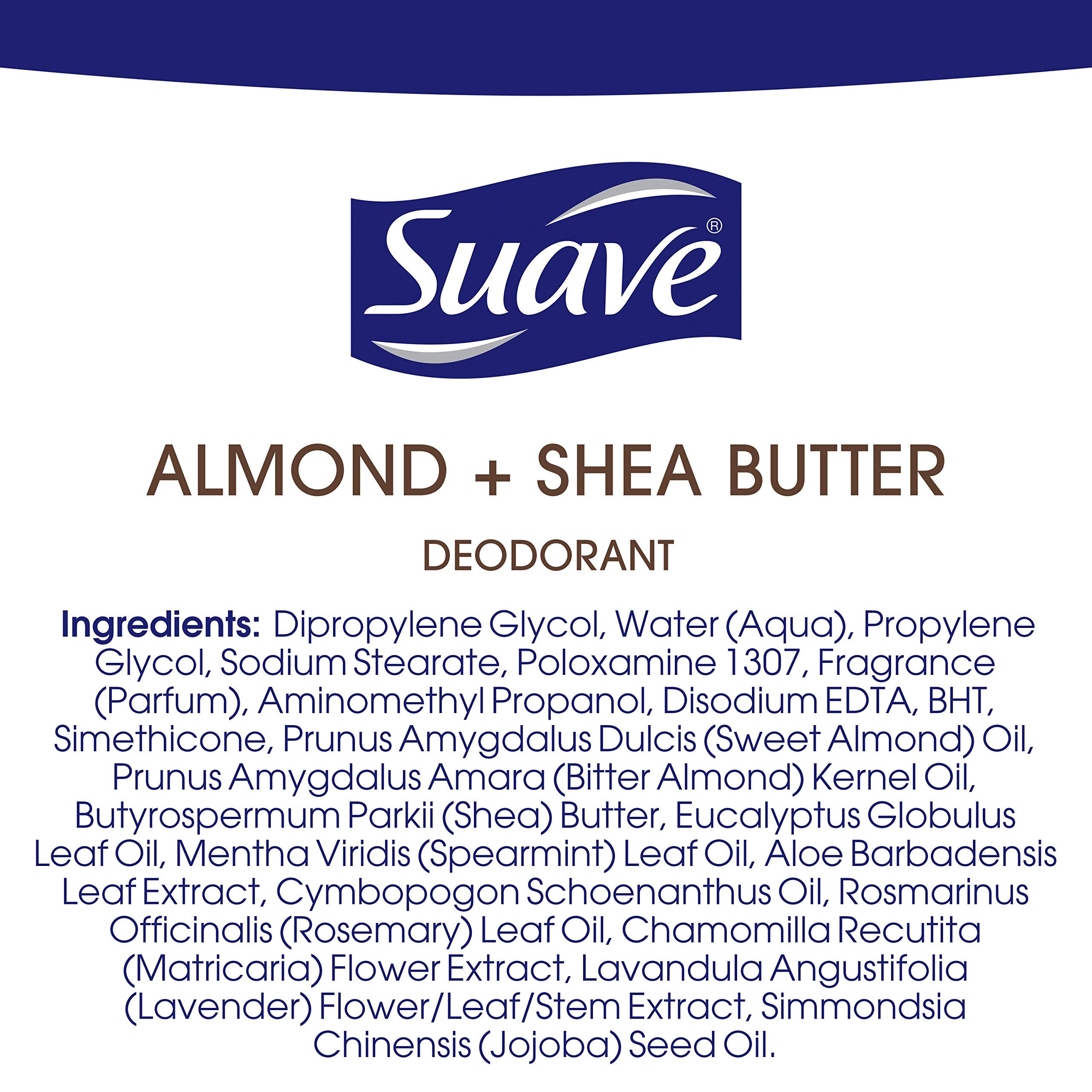 Suave Aluminum Free Deodorant for Women – Almond & Shea Butter, 24-Hour Odor Protection (2.6 oz)