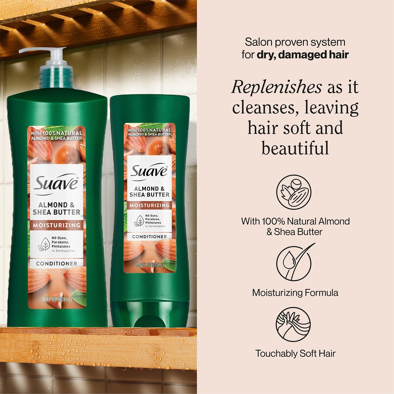 Suave Almond Shea Butter Moisturizing Conditioner Bundle (12.6 oz + 28 oz) — Nourishes Dry Hair