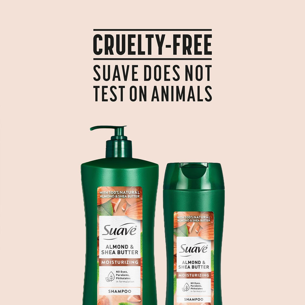 Suave Almond Shea Butter Moisturizing Shampoo – 2-Size Bundle, Clarifies & Replenishes Dry Hair