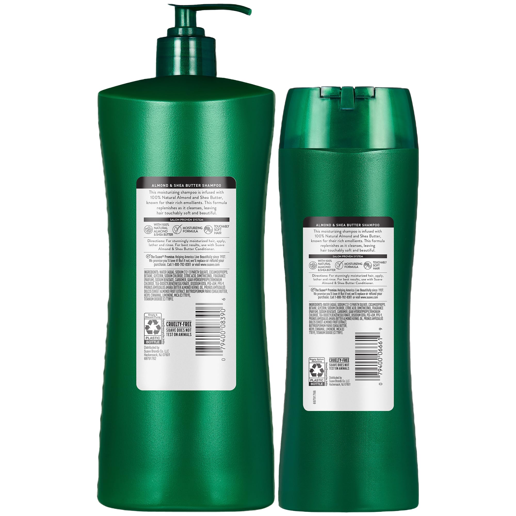 Suave Almond Shea Butter Moisturizing Shampoo – 2-Size Bundle, Clarifies & Replenishes Dry Hair