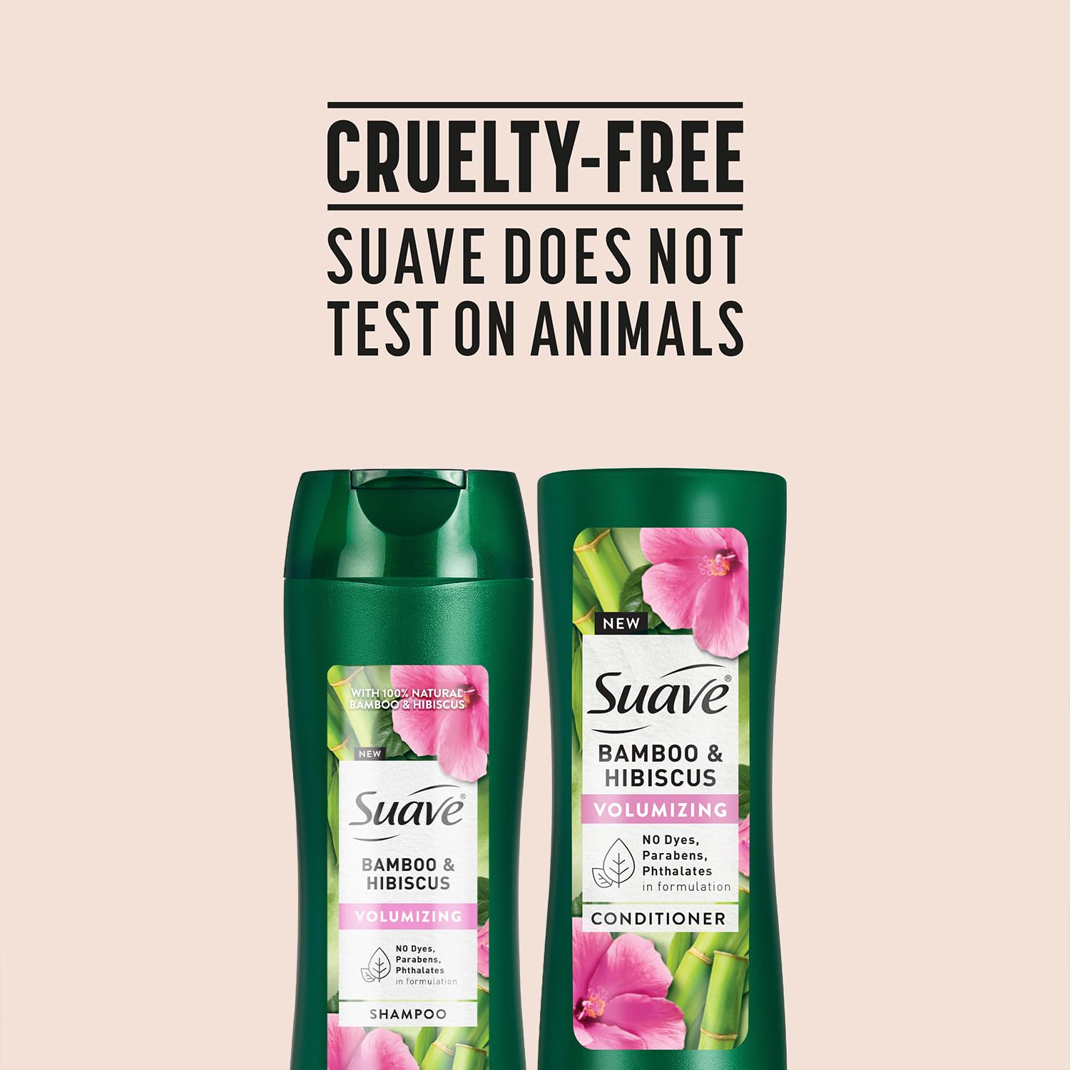 Suave Bamboo & Hibiscus Volumizing Shampoo & Conditioner Set – For Fine, Flat Hair, 12.6 Oz Each
