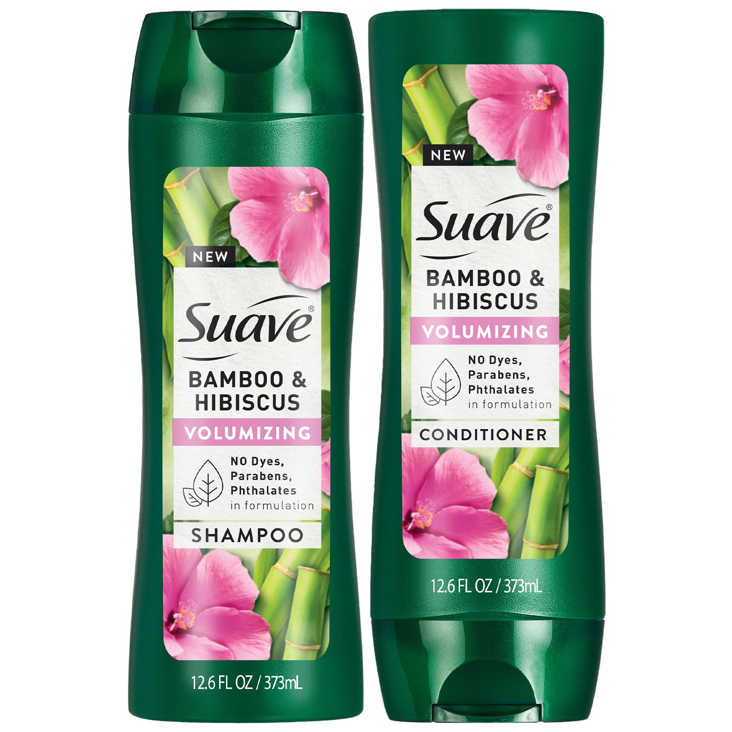 Suave Bamboo & Hibiscus Volumizing Shampoo & Conditioner Set – For Fine, Flat Hair, 12.6 Oz Each